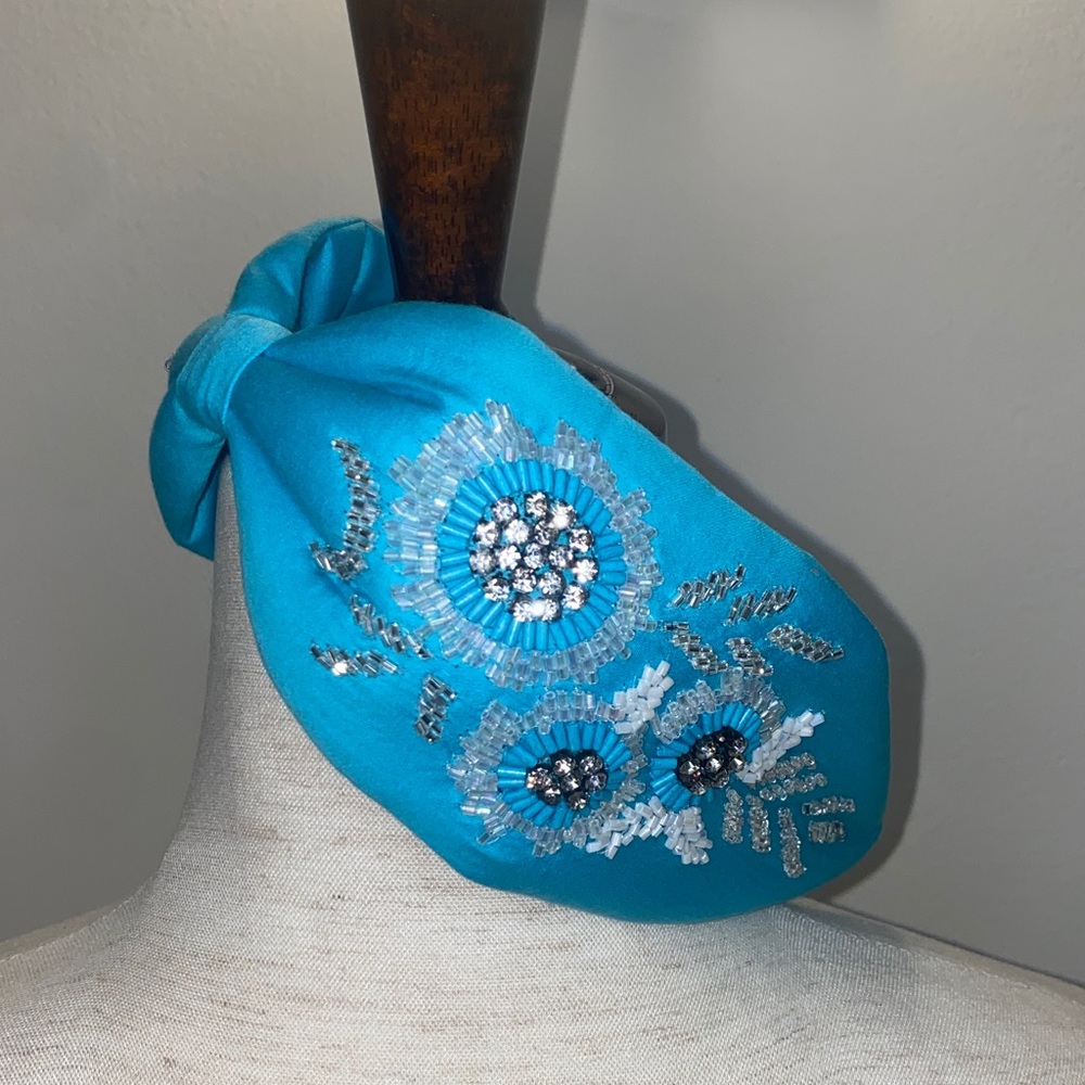 Kay Lee Turquoise Floral Embellished Headband NWOT